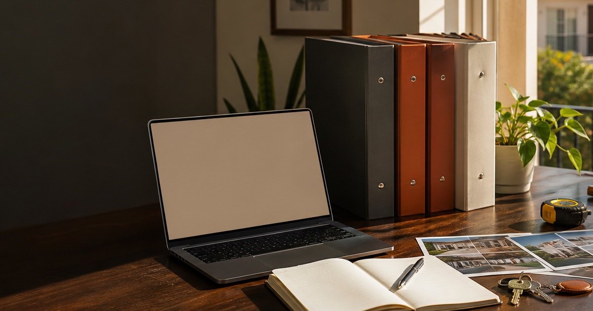 Organized California landlord and real estate resource workspace