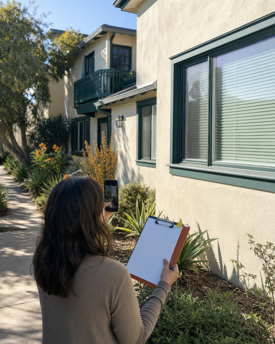 Property-condition documentation gathered during a California rental inspection