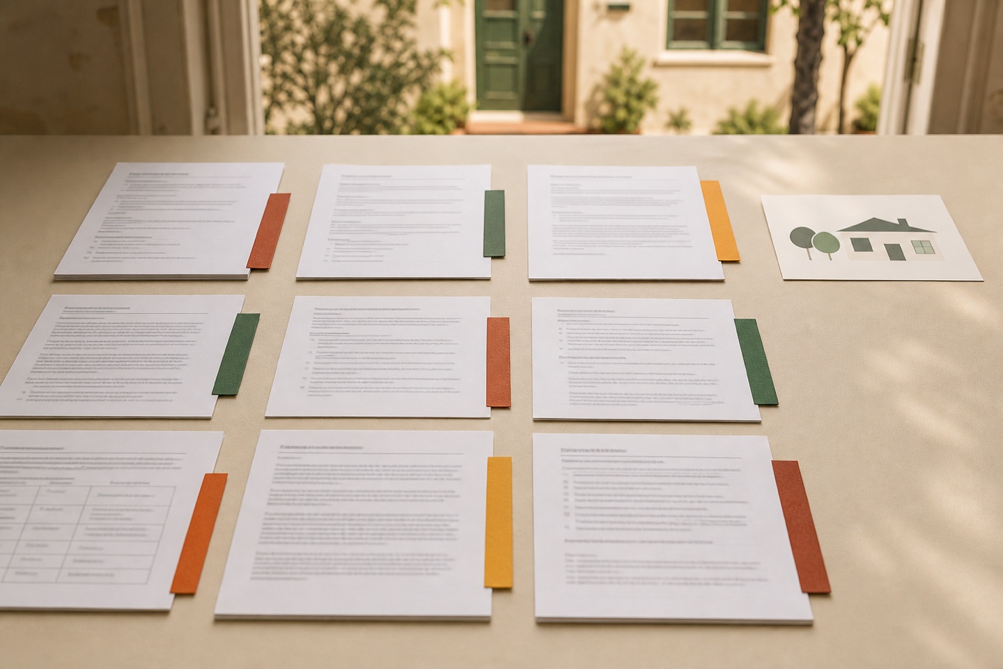 Property-specific disclosure sections arranged in a structured color-tabbed matrix.