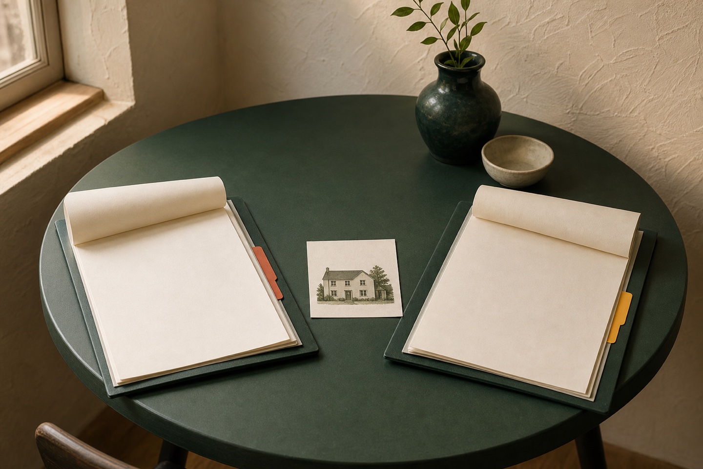 Two agreement folios compare a proposed fixed term with continued periodic terms.