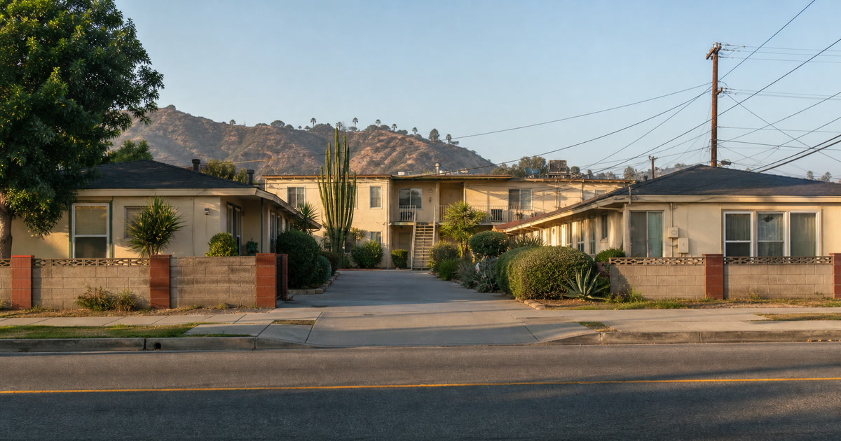 Modest courtyard apartment on an unincorporated Los Angeles County foothill road