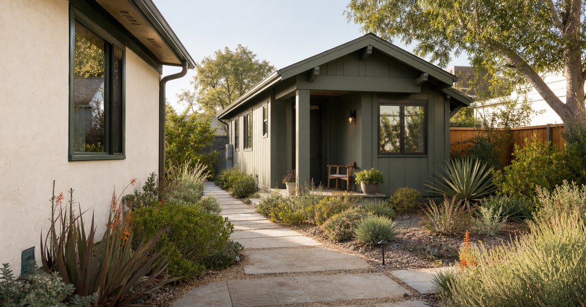 California home with a modest integrated backyard accessory dwelling unit